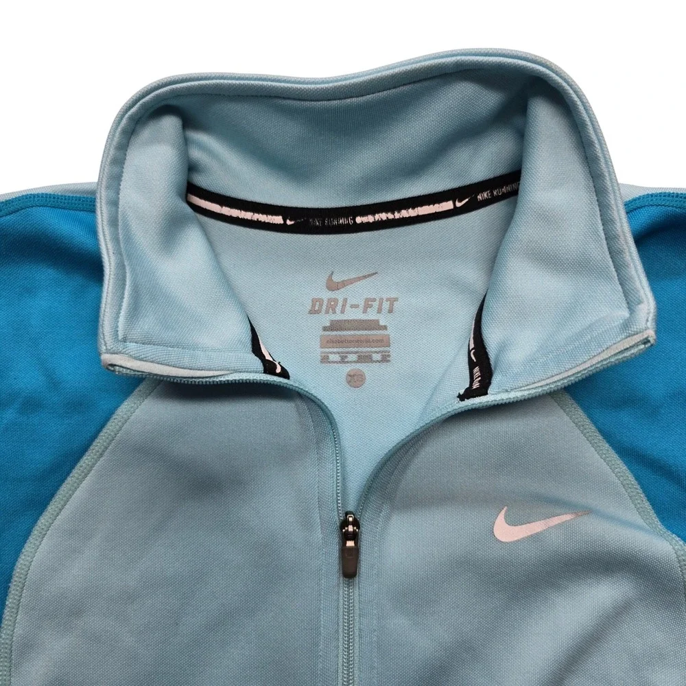 Nike Dri-Fit Athletic Quarter Zip Pullover Blue Running Training XS‎